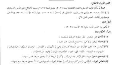 مجلس الوزراء السوداني يصدر قراراً جديداً لتنظيم استيراد السيارات