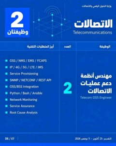 وزارة التحول الرقمي تعلن عن 21 فرصة وظيفية